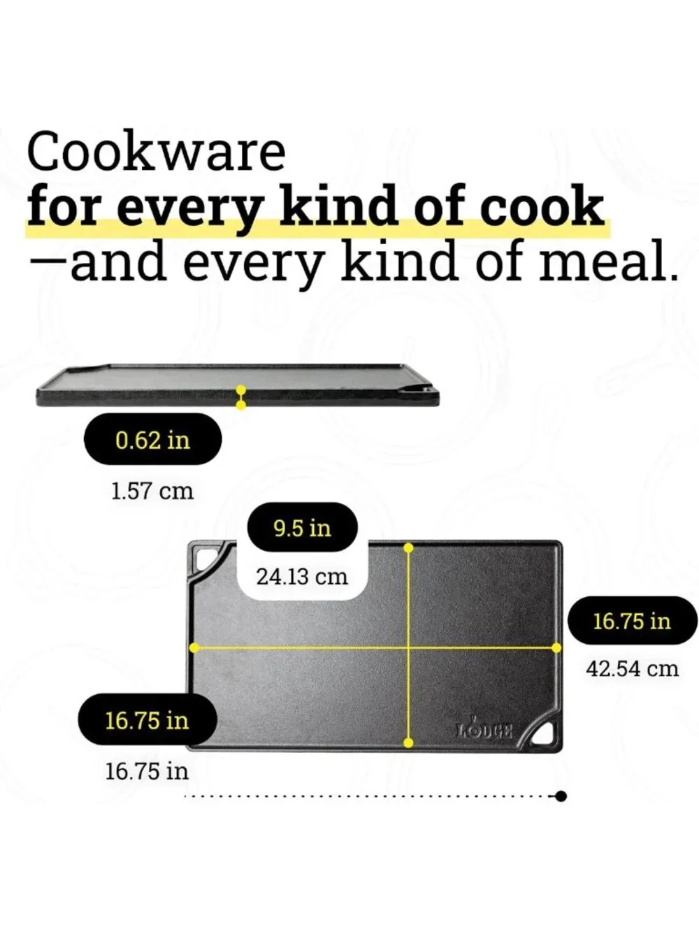 Reversible Cast Iron Grill/Griddle Pan - 16.75